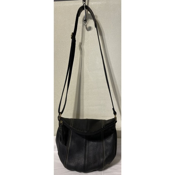 The Sak Deena Leather Fold Over Black Purse, Handbag, Crossbody, Soft, Zip - Picture 4 of 7